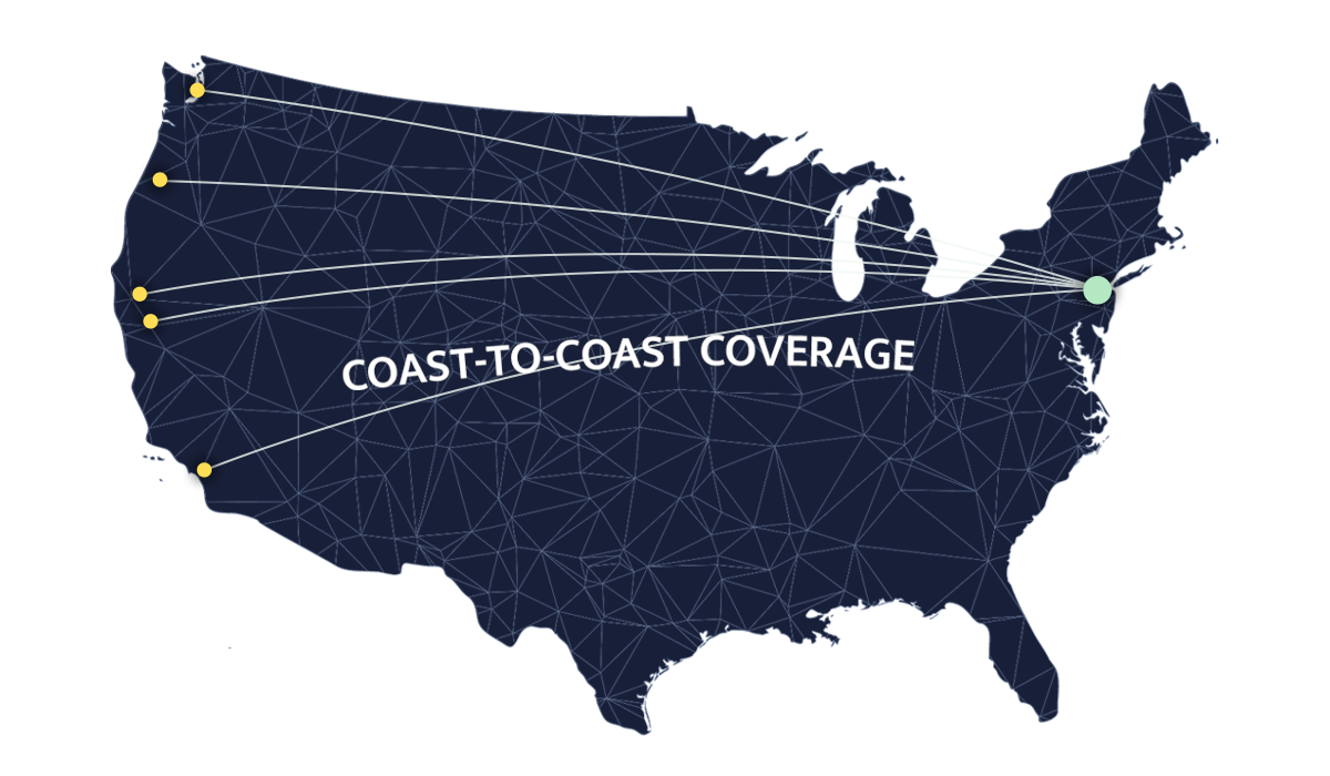 Coast-to-coast coverage map